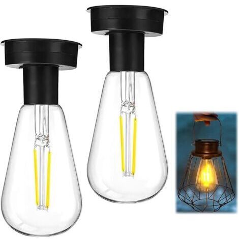 Ampoule Solaire, 2 Pièces Lampe Solaire Exterieur Jardin Rechange, 8cm Lampe Solaire de Rechange avec Ampoule LED Brillante, Solaires Lanterne Couvercle pour Extérieur Décoration de Jardin