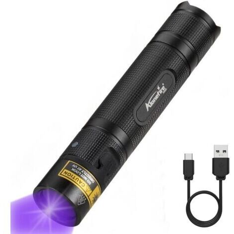 SV005 10W Lampe Torche UV LED 395nm Rechargeable USB-C Lampe Ultraviolet Lumiere Noire Portable Détecteur D'urine pour Resine, Pêche, Scorpion, Minéraux avec Batterie Incluse