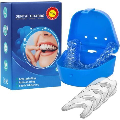 Gouttiere Dentaire Bruxisme 4Pcs, Protecteurs Buccaux, Protege Dent Bruxisme, Gouttiere pour Dent Sans BPA, Protege Dent Nuit, pour Arrêter le Bruxisme, Mouth Guard for Grinding Teeth Clenchingg