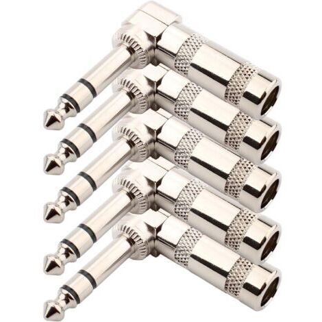 pièces 6.35mm 1/4 "TRS souder connecteur Jack,stéréo Audio Souder Connecteur connecteur Angle Droit de 6.35mm,Prise de Micro 6,35 TRS pour câbles Haut-Parleur/Guitare/Microphone