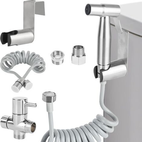 Douchette Wc Kit Complet, Jet Toilette Wc Inoxydable, pour Wc, Hygiène Personnelle (G1/2''-3/8'') (A)