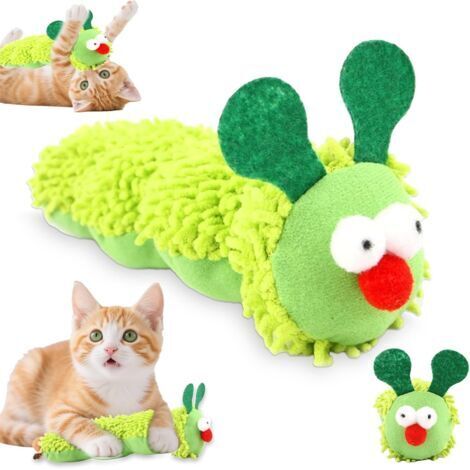 Jouet interactif à l'herbe à Chat, Chat Forme Chenille Jouet, Peluche Catnip Jouet, Animaux Mignons pour réduire l'ennui pour Protection Soins Dentaires, Favorise l'exercice du Chato