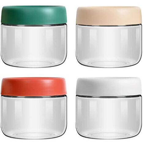 tasses de granola au yaourt, tasses d'avoine de nuit de 300 ml avec couvercle scellable, tasses de flocons d'avoine/salade/yaourt/confiture, pots de tasse d'avoine en verre durable – 4 couleurs