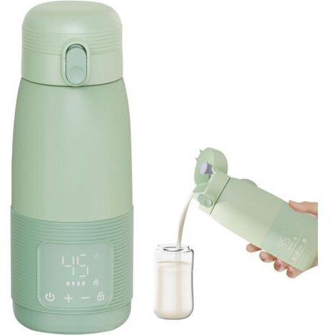 Chauffe-biberon Portable, 500ml Chauffe-biberon Bébé en Déplacement Contrôle Précis de la Température 37 à 55 Degrés Réglable pour le Voyage Alimentation de Nuit