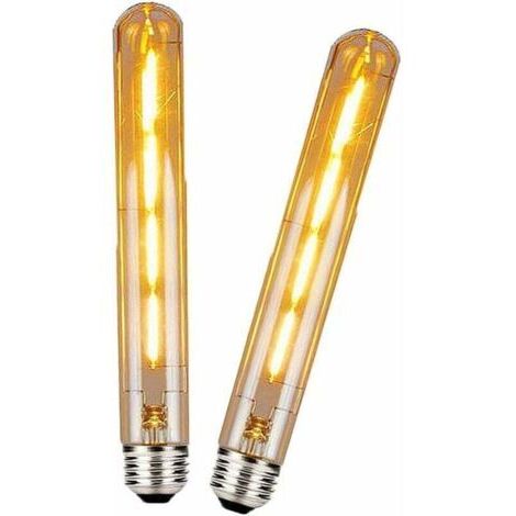 Lot de 2 ampoules LED T30 E27 à long tube, ampoules décoratives vintage 4W (remplace les ampoules halogènes à vis de 40W), lumière LED à filament T30, blanc chaud 2700K (225mm) (1/4)