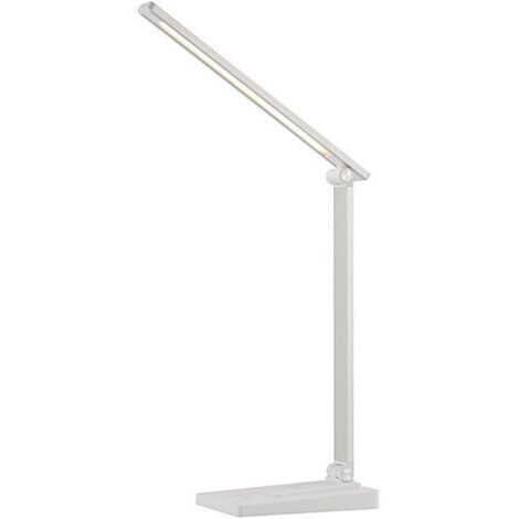 Lampe de Bureau LED, 5 Modes de Couleur 10 Niveaux de Luminosité, Lampes Bureau de Protection des Yeux, Contrôle Tactile, Alimentation USB-C, Lampe de Chevet Avec Fonction Minuterie - Blanc