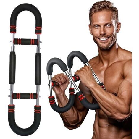Twister - Appareil d'entraînement pour les bras pour homme - Barre de traction réglable de 40 à 100 lb - Appareil d'entraînement portable pour la poitrine, les épaules et les bras - Avec résistance à (1/5)
