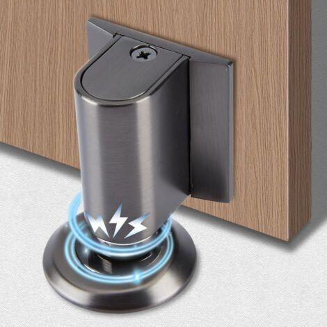 Bloque Porte Cale Porte Bloc Porte, Butee de Porte Stop Porte, Magnétique en Métal Butée de Porte, Arret de Porte Arrêt de Porte, Cale Porte Sol Butée de Porte Solide Avec Adhésif et Vis,Gris canon