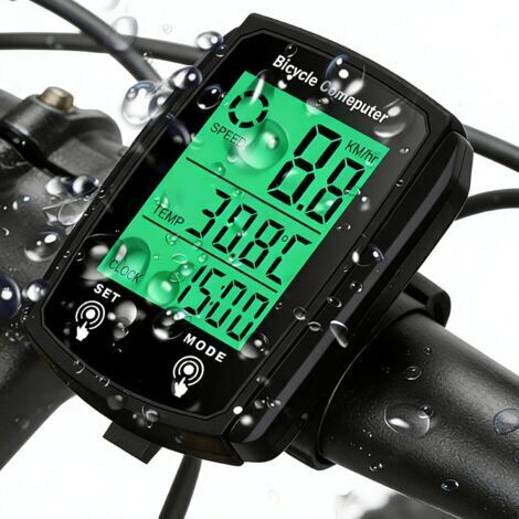Compteur Velo sans Fil avec 20 Fonctions, Compteur Velo avec Écran LCD Multifonction Rétroéclairé, IPX6 Étanche Compteur Kilométrique Vélo pour Vélo de Route, VTT, E-Bike, Vélo Électrique