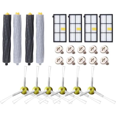 Kit de remplacement pour iRobot Roomba séries 800, 805, 850, 860, 865, 866, 870, 871, 880, 886, 890, 891, 895, 896, 900, 960, 965, 966, 980, pièces de rechange pour brosse filtrante (24 en 1) (1/5)