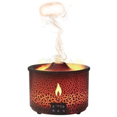 Diffuseur d'huiles essentielles avec flamme et lumière LED, humidificateur d'arômes Volcano Air 300 ml, diffuseur d'aromathérapie avec deux modes de diffusion (1/4)