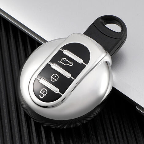 Étui de protection pour clé de voiture Mini F56 F54 F55 F57 F60 Cooper One Clubman Countryman Works en TPU 3 boutons Argent (1/5)