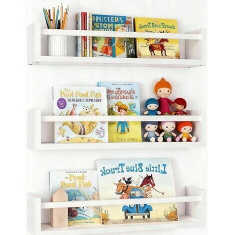 Étagère Murale pour Enfant, Lot de 3 Étagère Murale Enfant, 16.5 inch Étagères Murales en Bois, Étagères Murales Flottantes pour Chambre d'enfant, Salon, Chambre à Coucher, Cuisine (1/5)