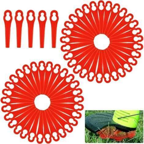 Lames de Rechange en Plastique, Lot de 100 Lames de Rechange, Lame de Rechange Pour Coupe Herbe, Accessoires pour Lames en Plastique, pour Coupe-Gazon et Elagueurs
