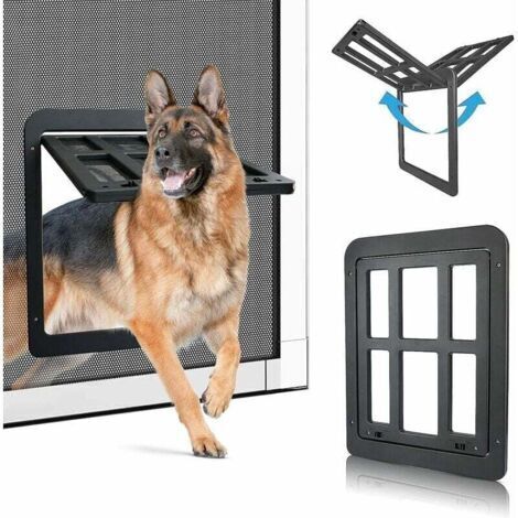 Chatière pou Chien, Porte pour Animaux de Compagnie Magnétique, Installation Facile Chatière pour Chat Chatière Moustiquaire (34 cm x 44 cm)Noir