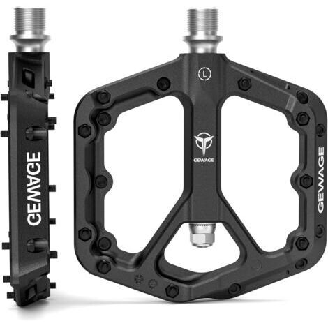Pédales de VTT GEWAGE, en fibre de nylon, antidérapantes, pour vélo de montagne, 9/16 pouces, légères, larges et plates, noires (1 paire)