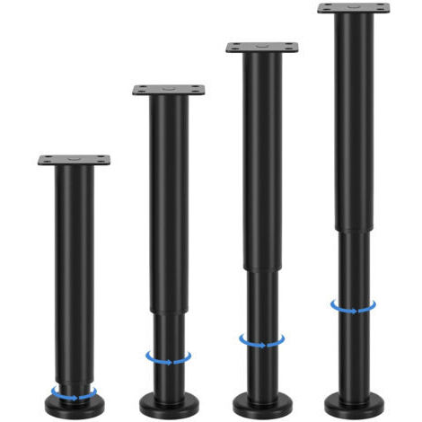 pieds de meubles réglables, hauteur ajustable de 25 à 42 cm, pieds de meubles en métal noir, pour armoires, meubles TV, lits, canapés, tables de chevet, chaises, meubles de salle de bain (1/5)