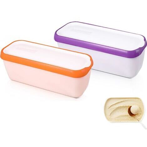 2 Pièces Récipients à Crème Glacée, Récipient à Glace Réutilisable de 1.5L, Boîte À Crème Glacée Réutilisables, Boîte Crème Glacée Avec Couvercle, pour Crème Glacée Yaourts Desserts