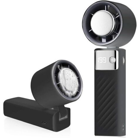 Ventilateur portable, mini ventilateur rechargeable 5000 mAh, petit ventilateur turbo silencieux à vitesse réglable (1 à 199), ventilateur de refroidissement pour camping, sport, voyage (noir)