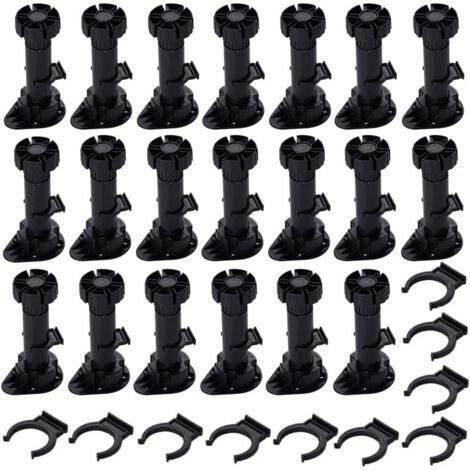 20 Pièces Pieds D'Armoire Plastique, Pied Meuble Cuisine, Pieds Réglables pour Cuisine, Plus Épais Pieds Meuble Réglables en Plastique avec Clip Fixation Base, pour Armoire et Canapé (20) (1/5)
