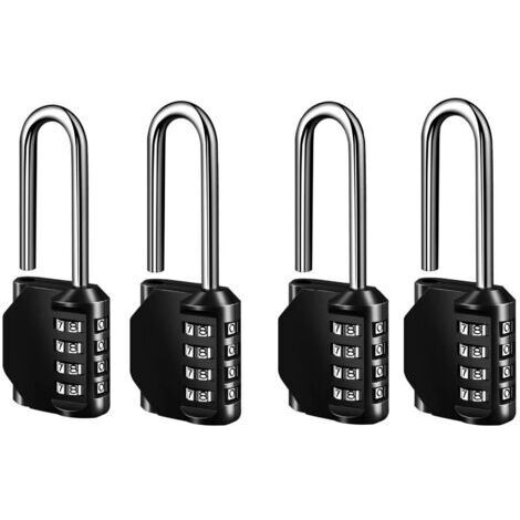 Lot de 4 Cadenas à Code 4 Chiffres, Sans Clé Cadenas à Combinaison Pour Casier Vestiaire Sport École Gymnases Garage Portails Grilles ClôTure