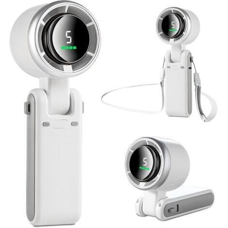 MERTTURM Mini ventilateur 3 en 1 turbo (12 h en veille), petit et portable, avec 5 niveaux de vent super puissants, moteur sans balais, avec batterie rechargeable pour l'extérieur