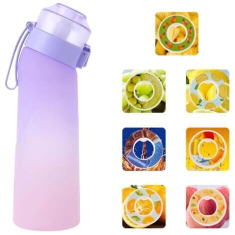 Générique Gourde Sport, avec Lot de 7 capsules aromatiques pour bouteille d'eau, Pods parfumés pour eau aromatique 0 sucre, Sans BPA, bouteille d'eau étanche, pour gym, bureau, course à pied，Dégradé v