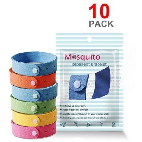 Bracelet anti moustique Idéal pour les activités en plein air Sachet de 10 bracelets en microfibre pour enfants et adultes Pratique et ludique (1/5)