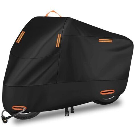 Housse de Moto 210D, Housse de Moto réfléchissante Quatre Saisons extérieure imperméable, Bande Coupe-Vent, Protection Solaire, avec revêtement UV (L) (1/5)