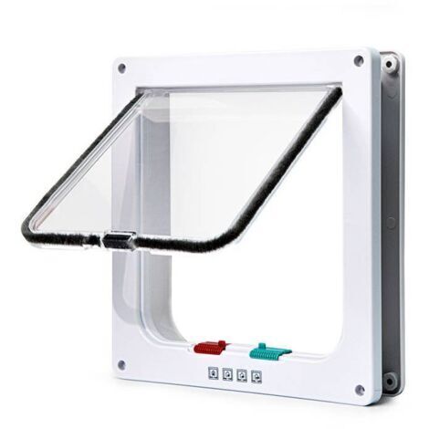 Chatière pour Chat avec magnétique à 4 voies , porte pour animaux de compagnie pour chats et petits chiens, 23.5 x 25 x 5.5cm L blanc pratique pour l'installation chatières et portes manuelles (1/5)