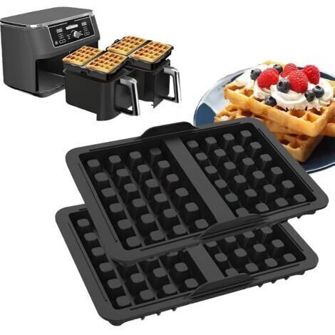 Lot de 2 inserts gaufrés compatibles avec Ninja AF300EU, AF400EU, AF451EU, SL400EU et AF500DE - Accessoires de friteuse à air chaud - Accessoires gaufres belges