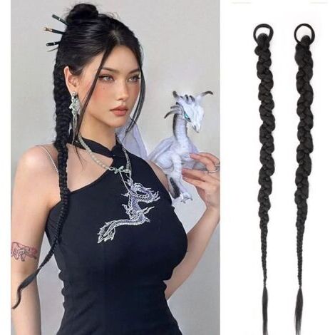 2 Pièces Ponytail Cheveux Naturel, Ponytail Extension, Postiche Queue De Cheval, Synthétiques Naturels Pour Queue, pour Les Femmes (1/5)