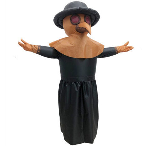 Costume gonflable de médecin à bec d'oiseau pestiféré - Long bec d'oiseau - Costume de mascarade d'Halloween - Combinaison imperméable - Noir (1/5)