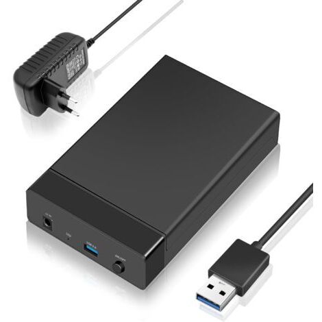 Boîtier de disque dur 3.5 - 5 Gbps USB 3.0 vers SATA - Boîtier de disque dur externe pour disque dur SSD 2,5" 3,5" jusqu'à 16 To avec adaptateur d'alimentation CC - Prise en charge UASP - Dissipation