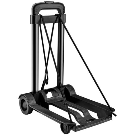 Chariot à bagages léger, chariot pliable à plat robuste de 75 kg, quatre roues, petit chariot portable pour les bagages, les voyages, les déménagements et une utilisation au bureau, noir. (1/5)