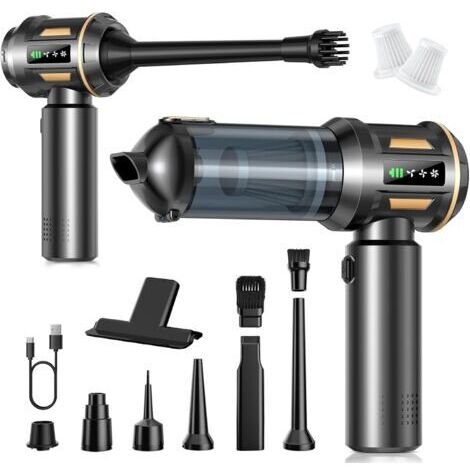 Aspirateur à Main, 17000Pa 4 en 1 Aspirateur sans Fil avec Vidage Automatique 1 Touche, Moteur sans Brosse, Mini Aspirateur, 3 Niveaux d'aspiration pour la Voiture, Maison, Poils d'animaux