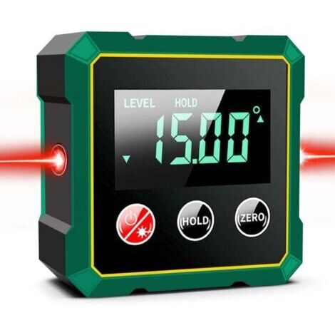 Inclinomètre Magnétique Numérique avec Laser Electronique, Niveau Numérique USB Rechargeable, Base Magnétique Forte et Ecran LCD Rétro-éclairé, Rapporteur Inclinomètre pour le Travail du Bois (A)