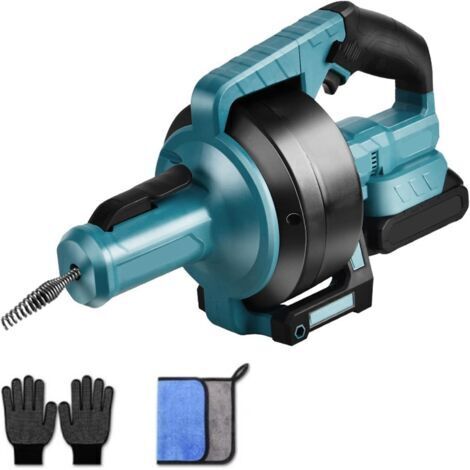 Déboucheur de canalisations compatible avec batterie Makita 18 V, diamètre 9 mm, 7 m, spirale de nettoyage de tuyaux pour tuyaux de 16 à 85 mm de diamètre, déboucheur électrique pour WC, canalisations