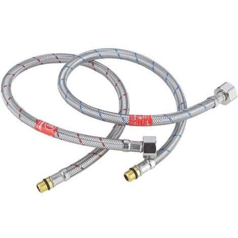 Tuyau flexible de raccordement de robinet G3/8 x M10 x 50 cm Rallonge de tuyau d'eau chaude et froide pour mitigeur évier de cuisine salle de bain anti-corrosion