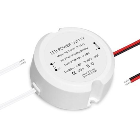 Transformateur 220V 12V LED 36W, Transformateur LED 12 V 36 W 3 A, Driver Convertisseur AC à DC, IP66 Driver Convertisseur AC à DC, pour Éclairage Intérieur et Extérieur
