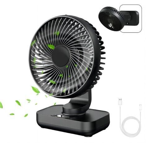 MERTTURM Mini ventilateur oscillant ultra silencieux, batterie 4000 mAh, petit ventilateur de table (4-13 h), affichage numérique LED à 4 vitesses, ventilateur portable pour bibliothèque, maison