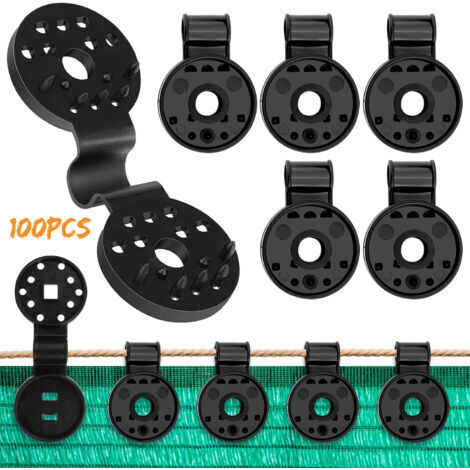 Lot de 100 Plastiques Pour Toile d'Ombrage, Clip SpÉcial avec Œillet Filet, Clips pour Fixation Brise Vue, Clips de Attache Brise Vue pour Toile Ombrage Clips de Fixation Traités Anti-UV
