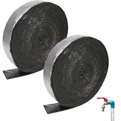 Lot de 2 rouleaux de ruban isolant avec mousse, isolation des tuyaux, à enrouler, pour l'isolation des tuyaux de chauffage, avec auto-adhésif, réduction du bruit pour la protection des tuyaux