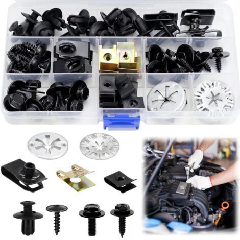 80 Pièces Clips Fixation Voiture Kit pour Réparer les Pare Boues, Vis & Clips Voiture Kit,Vis Carrosserie Voiture Set,Garde-boue Boulons et Agrafes, La fixation et Réparation Pièces Automobiles