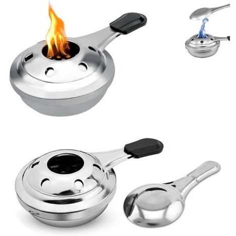 Brûleur À Fondue à Alcool, Brûleur à alcool 2 pièces, brûleur à pâte en acier inoxydable 15,5 x 9,5 cm, allume-fondue, brûleur à pâte, pour fondue en plein air, camping, randonnée, pique-nique