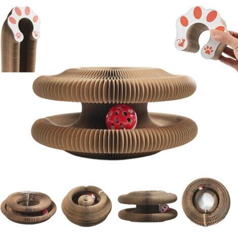 Griffoir pour Chat Magic Organ, Cat Scratching Board Magique Pliable avec Balle Cloche, Jouet Interactif pour Chat Kitty Interieur Cat Toys Accessoire