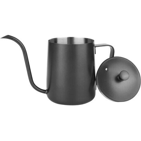 Arrosoir noir de 350 ml - Petit arrosoir pour plantes d'intérieur - En acier inoxydable - Long bec - Arrosoir de jardin pour plantes d'intérieur - Plantes succulentes (avec couvercle)