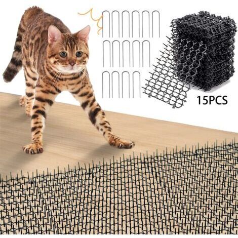 Tapis Anti Chat,Pic Anti Chat,15 StückeTapis Anti Chien avec Epine,Barriere Anti Chat Exterieur,Tapis Répulsif Chat,Anti Chat Exterieur Puissant,Grille Anti Chat,Répulsif Chien Intérieur Tapis