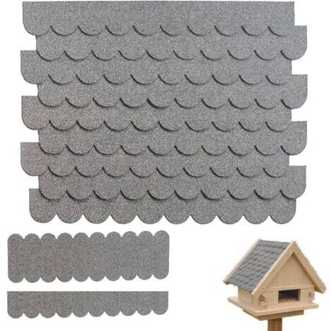 Mini Bardeaux pour Nichoir, 21 Pièces Auto-Adhésifs Bardeaux De Toiture Imperméables, pour Nichoir, Clapier, Toit De Boîte Aux Lettres (Gris,30×5CM/30×11CM)