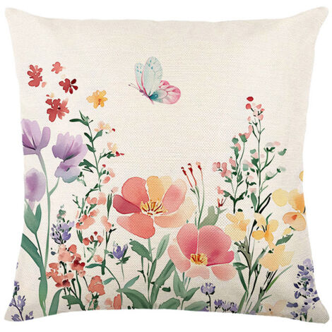 ChangQingArt Lot de 2 housses de coussin décoratives en lin de style bohème pour extérieur, canapé, lit, sofa, 45 x 45 cm